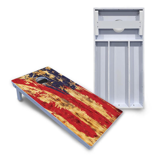Faded Brush Burnt Flag Cornhole Boards - All Weather Series