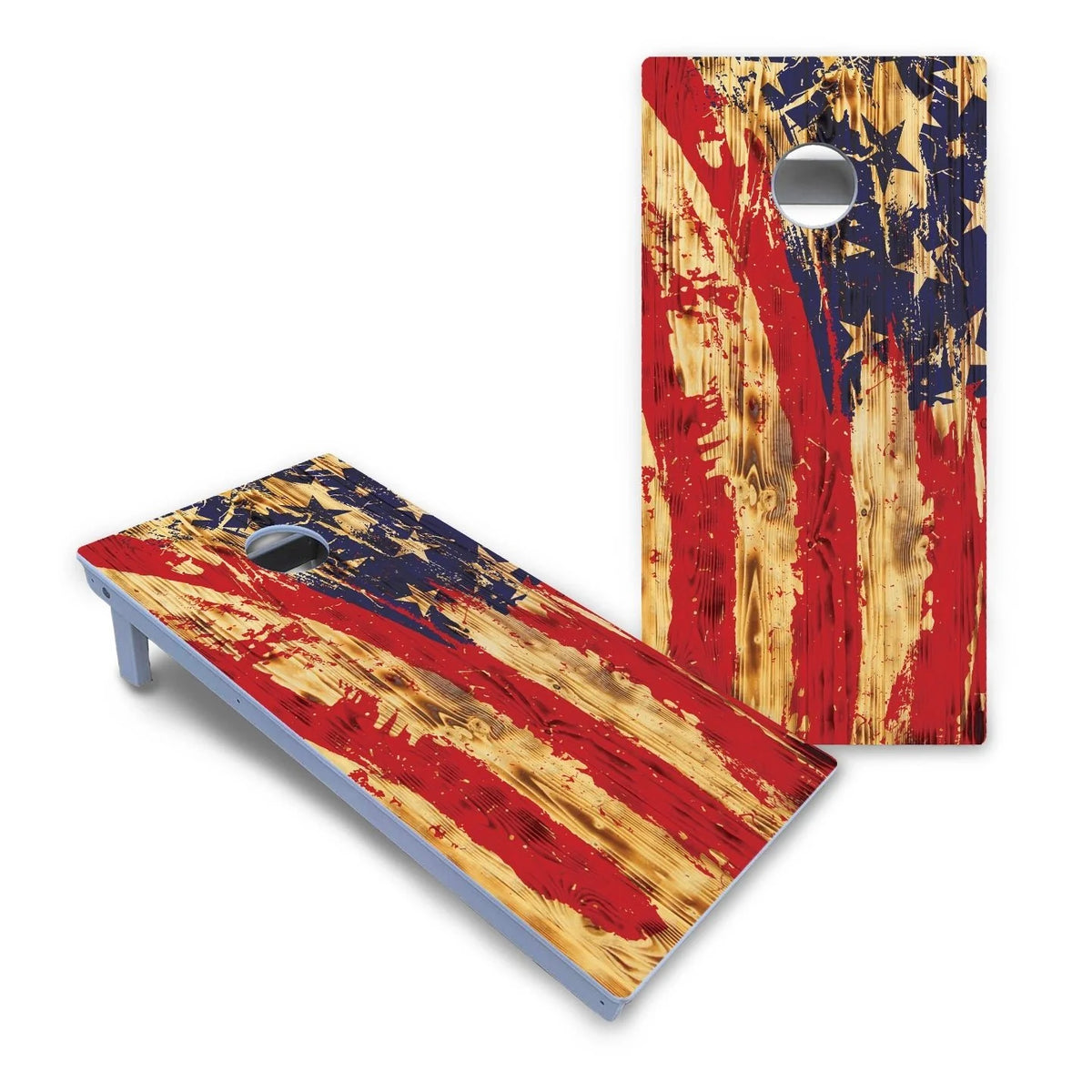 Faded Brush Burnt Flag Cornhole Boards - All Weather Series