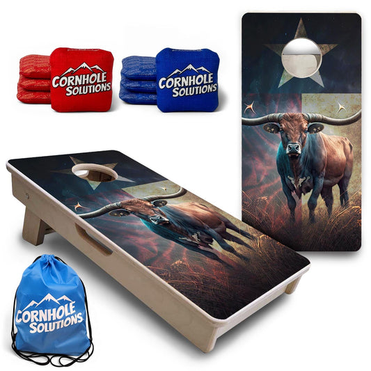 Texas Long horned Cow - Mini or Vacation Size Cornhole Boards