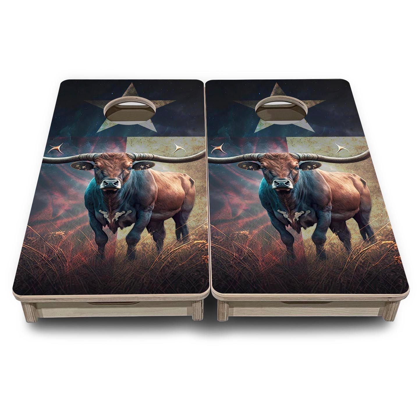 Texas Long horned Cow - Mini or Vacation Size Cornhole Boards