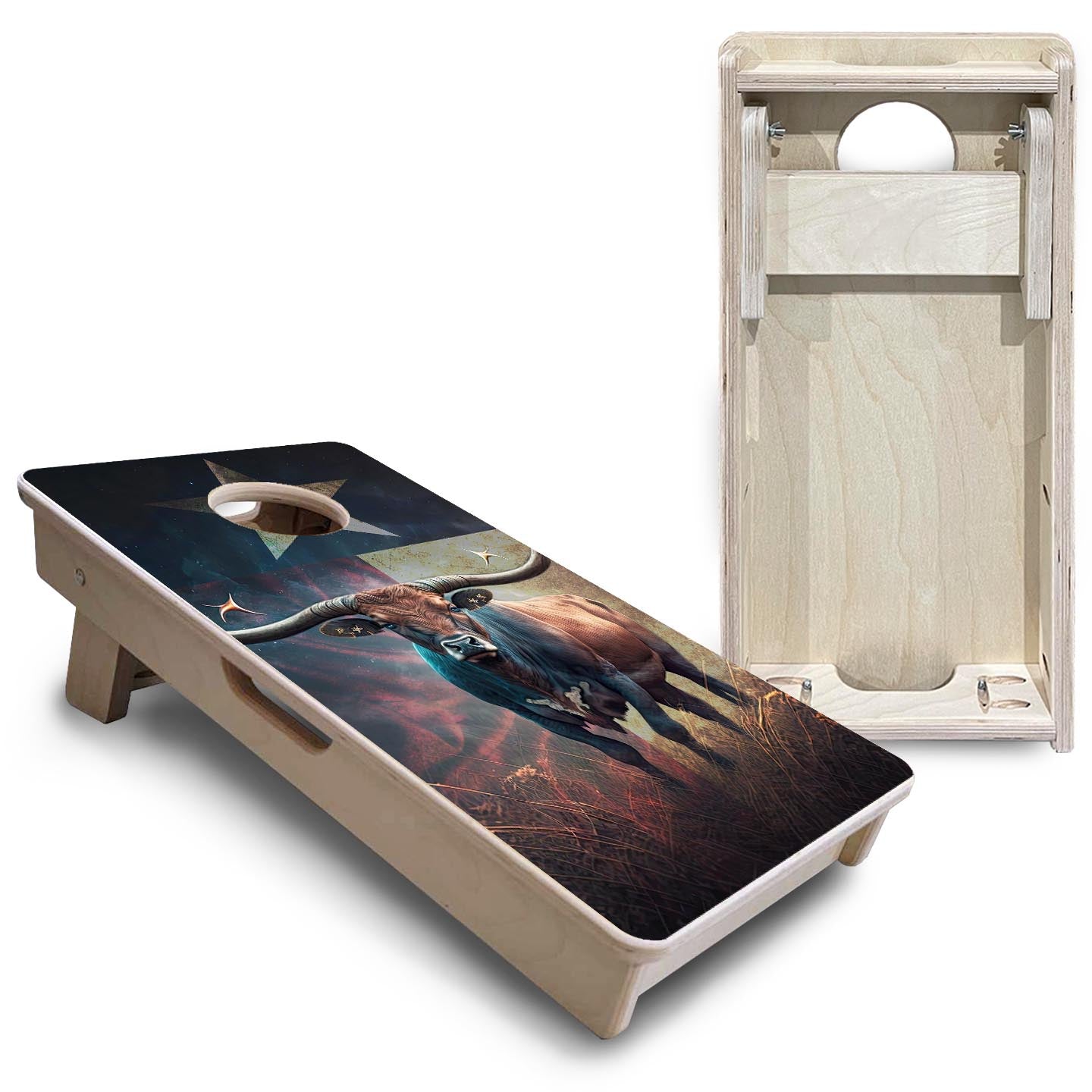 Texas Long horned Cow - Mini or Vacation Size Cornhole Boards