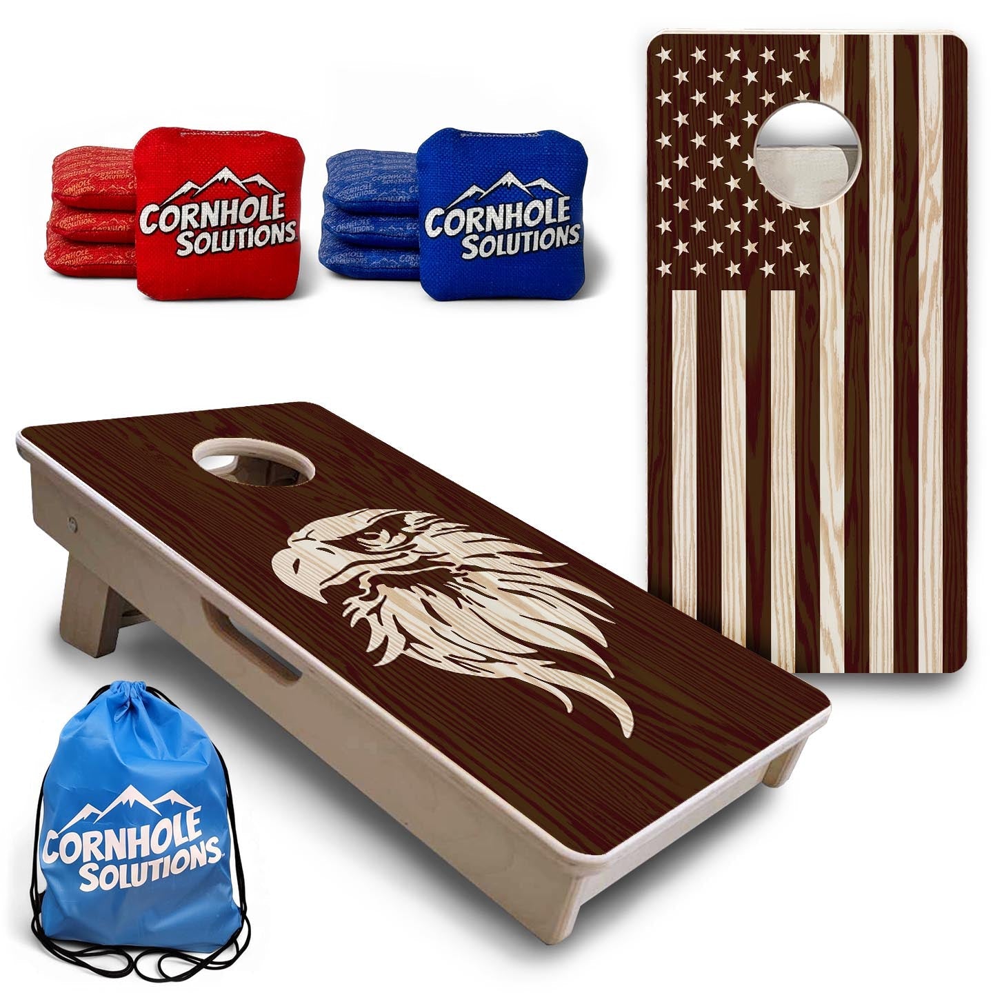 Stain Eagle & Flag - Mini or Vacation Size Cornhole Boards
