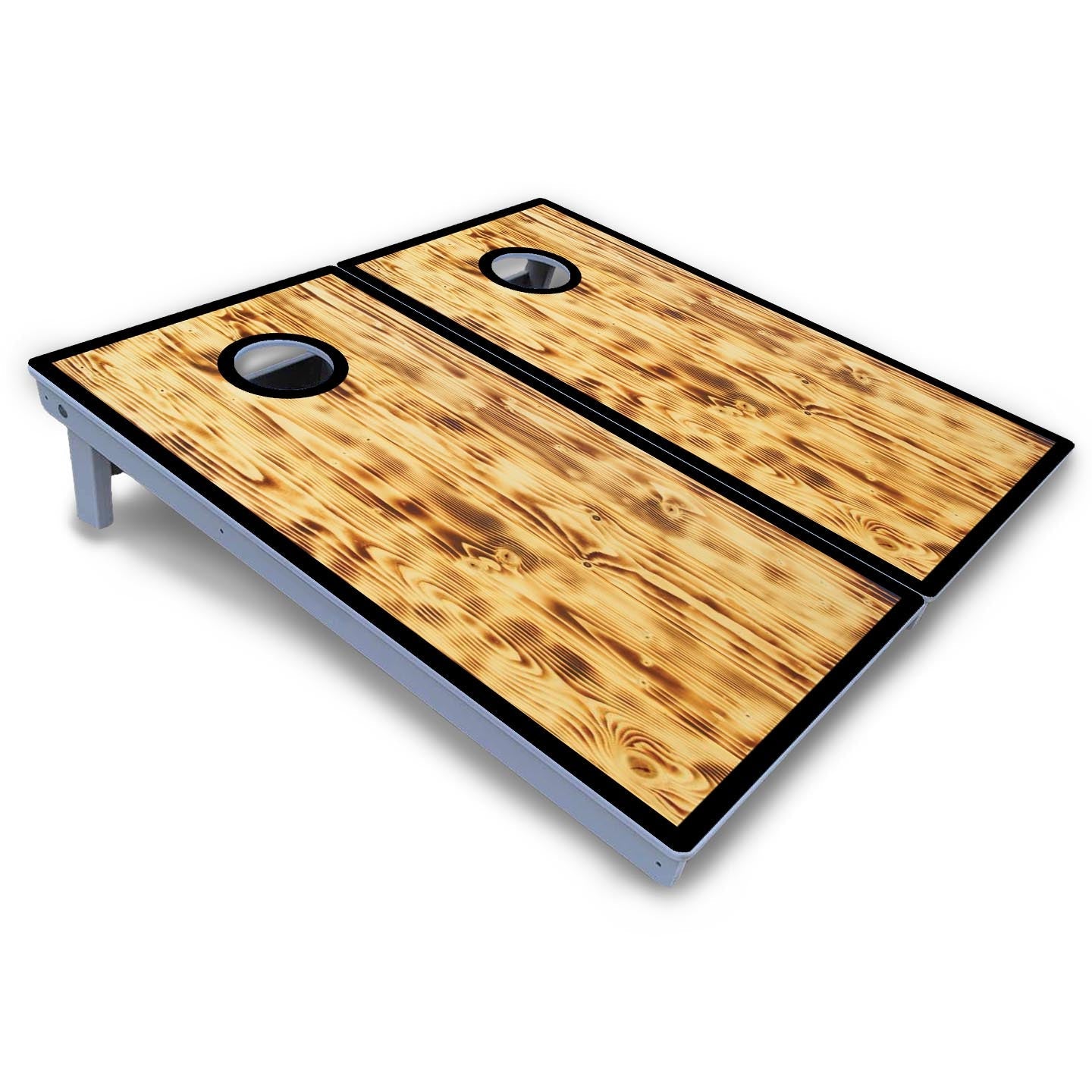 Burnt Wood Black Border Cornhole Boards - All Weather Series
