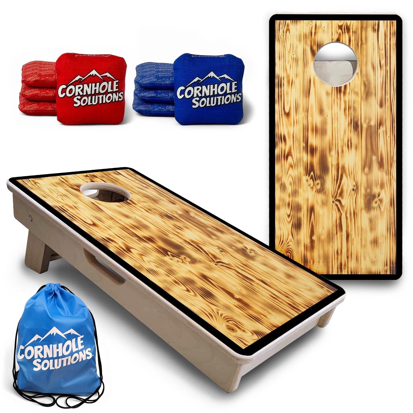 Burnt Wood Black Border - Mini or Vacation Size Cornhole Boards