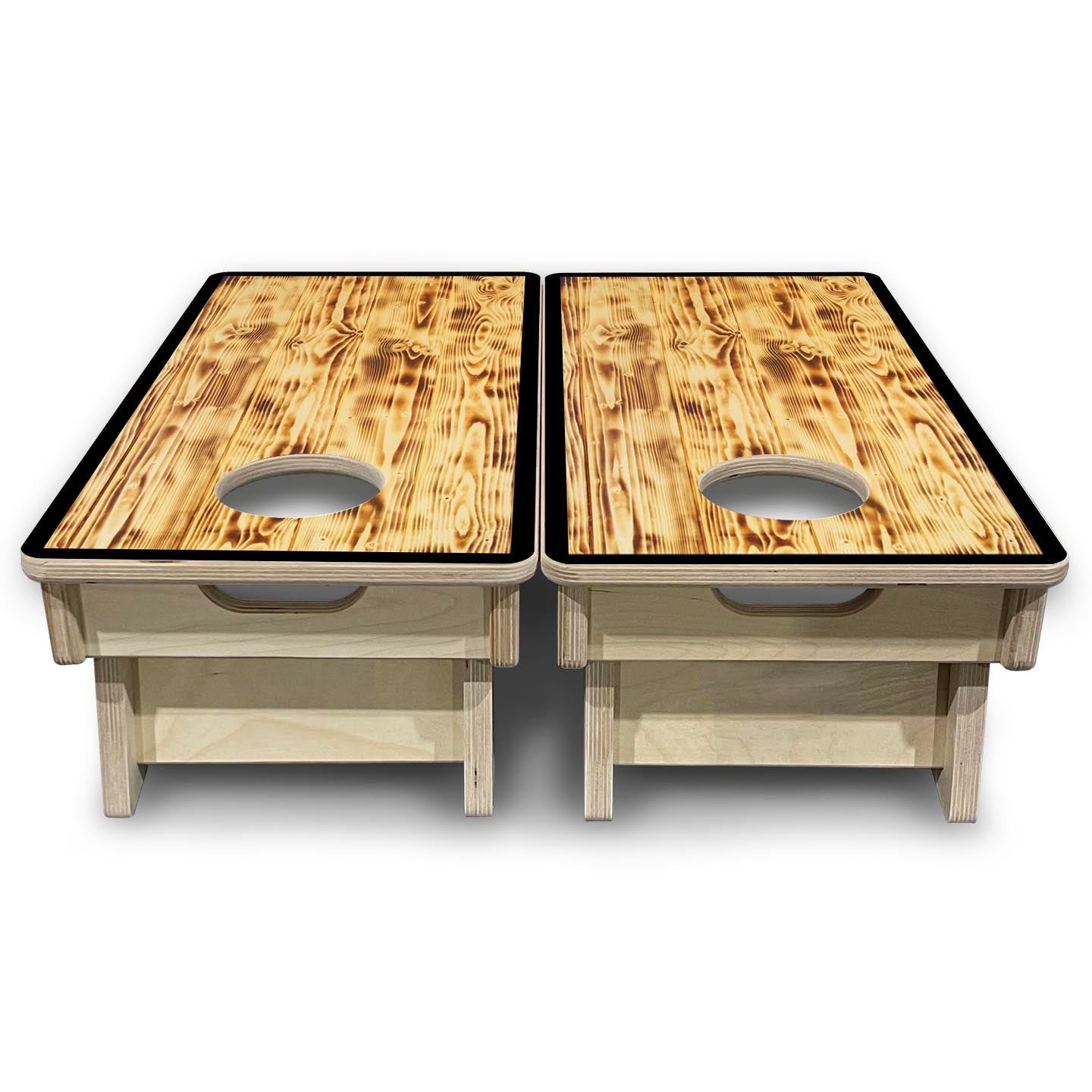 Burnt Wood Black Border - Mini or Vacation Size Cornhole Boards