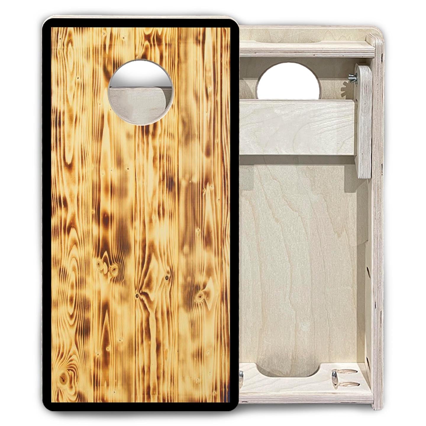 Burnt Wood Black Border - Mini or Vacation Size Cornhole Boards