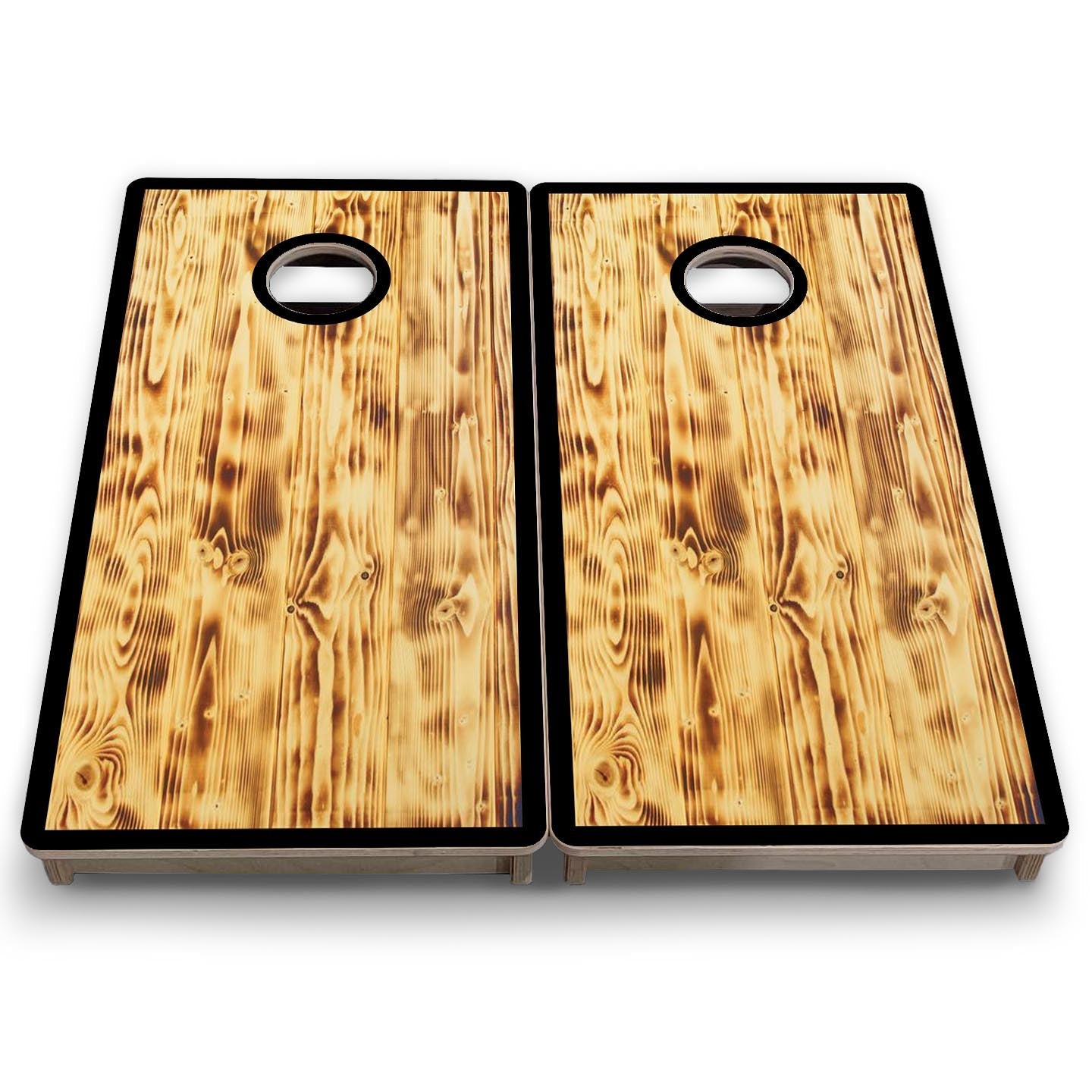 Burnt Wood Black Border - Mini or Vacation Size Cornhole Boards