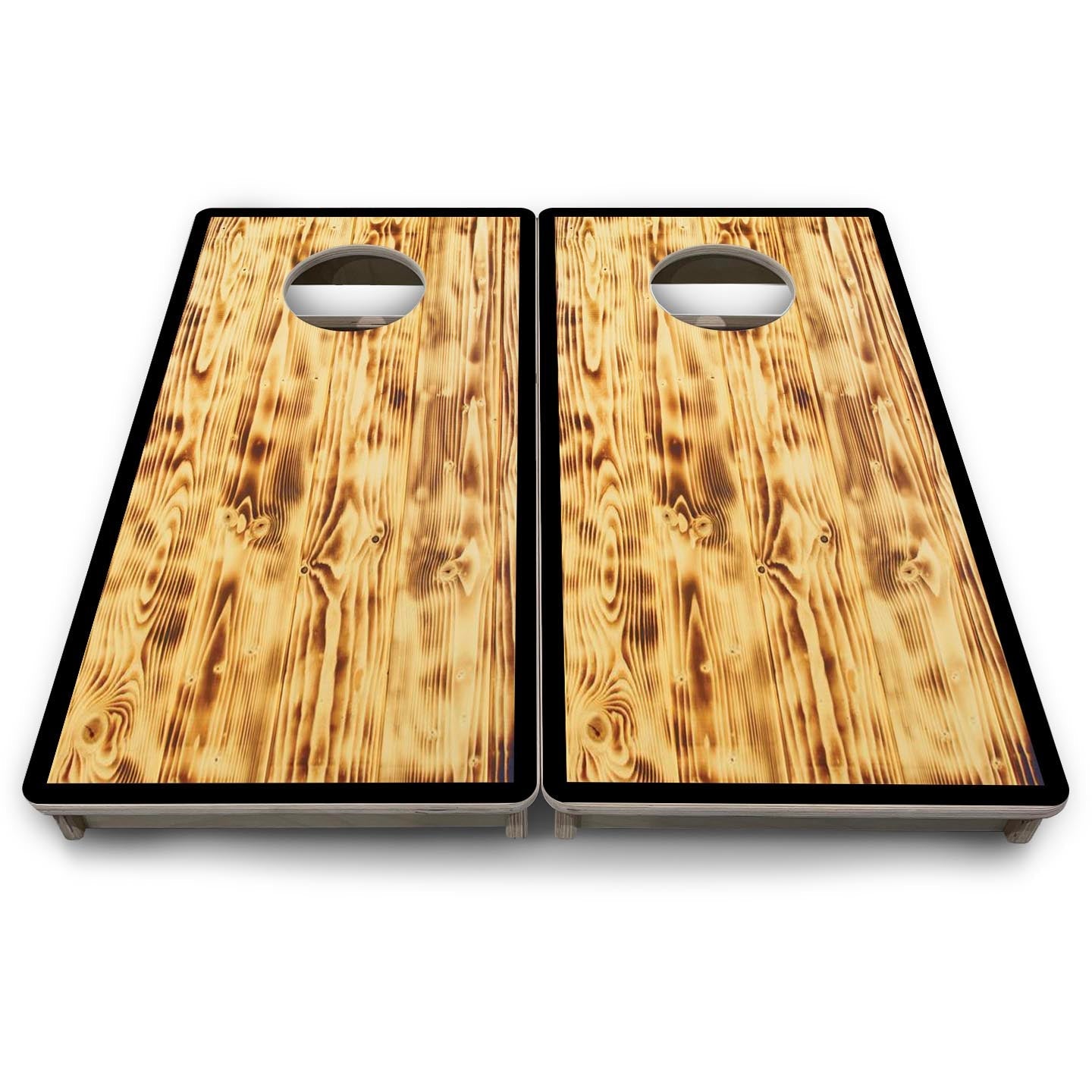 Burnt Wood Black Border - Mini or Vacation Size Cornhole Boards