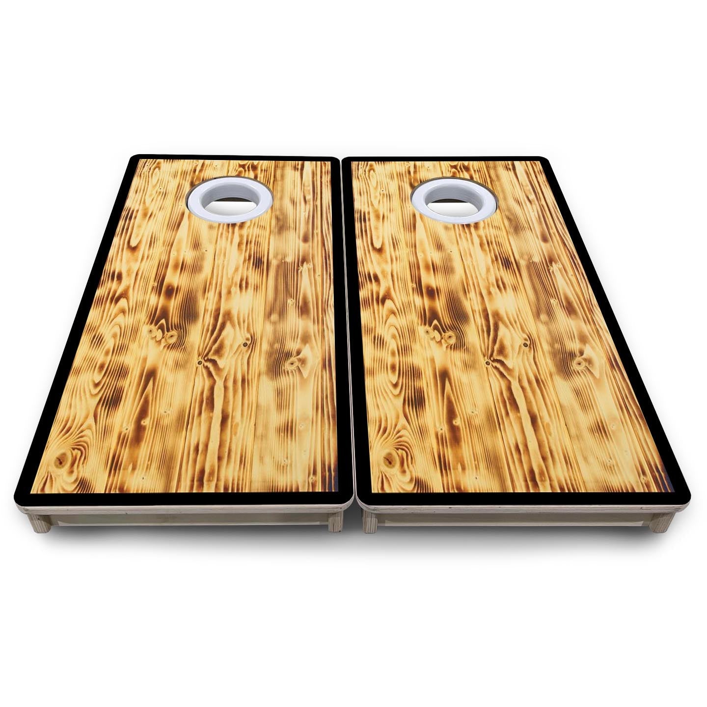 Burnt Wood Black Border - Mini or Vacation Size Cornhole Boards