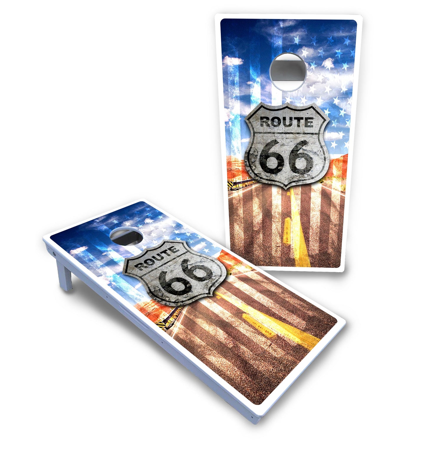 Route 66 Cornhole Boards - All Weather Series