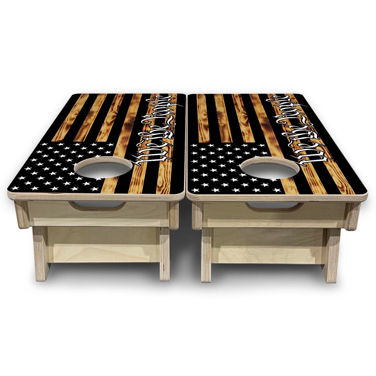 WTP Burnt Flag - Mini or Vacation Size Cornhole Boards