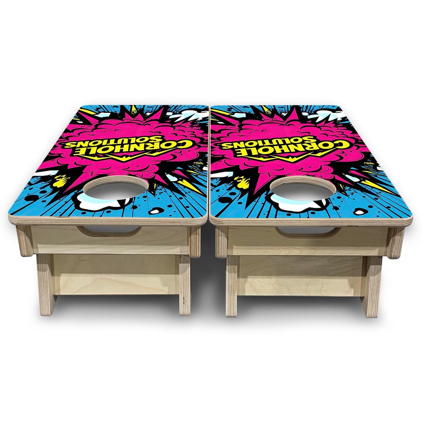 Comic Explosion - Mini Cornhole Board Set (12" x 24") with 8 Mini Bags