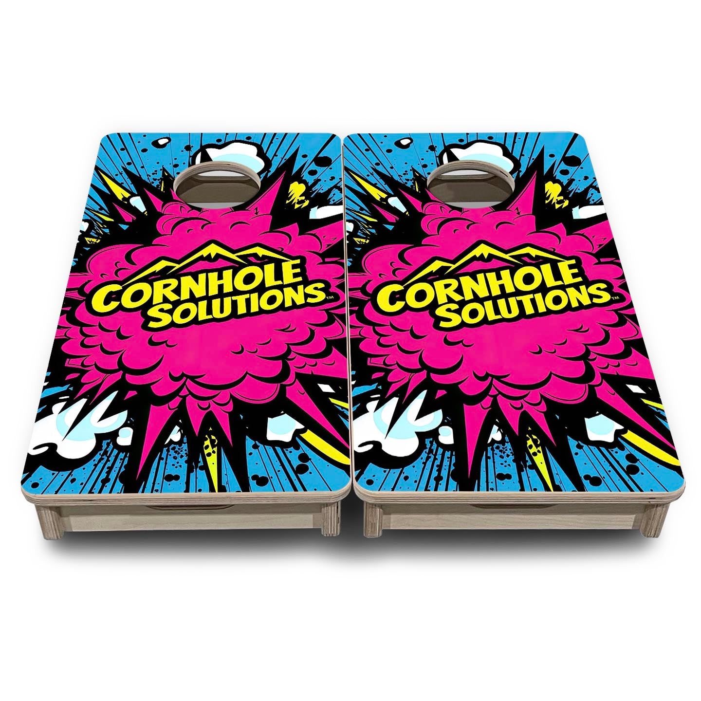 Comic Explosion - Mini Cornhole Board Set (12" x 24") with 8 Mini Bags