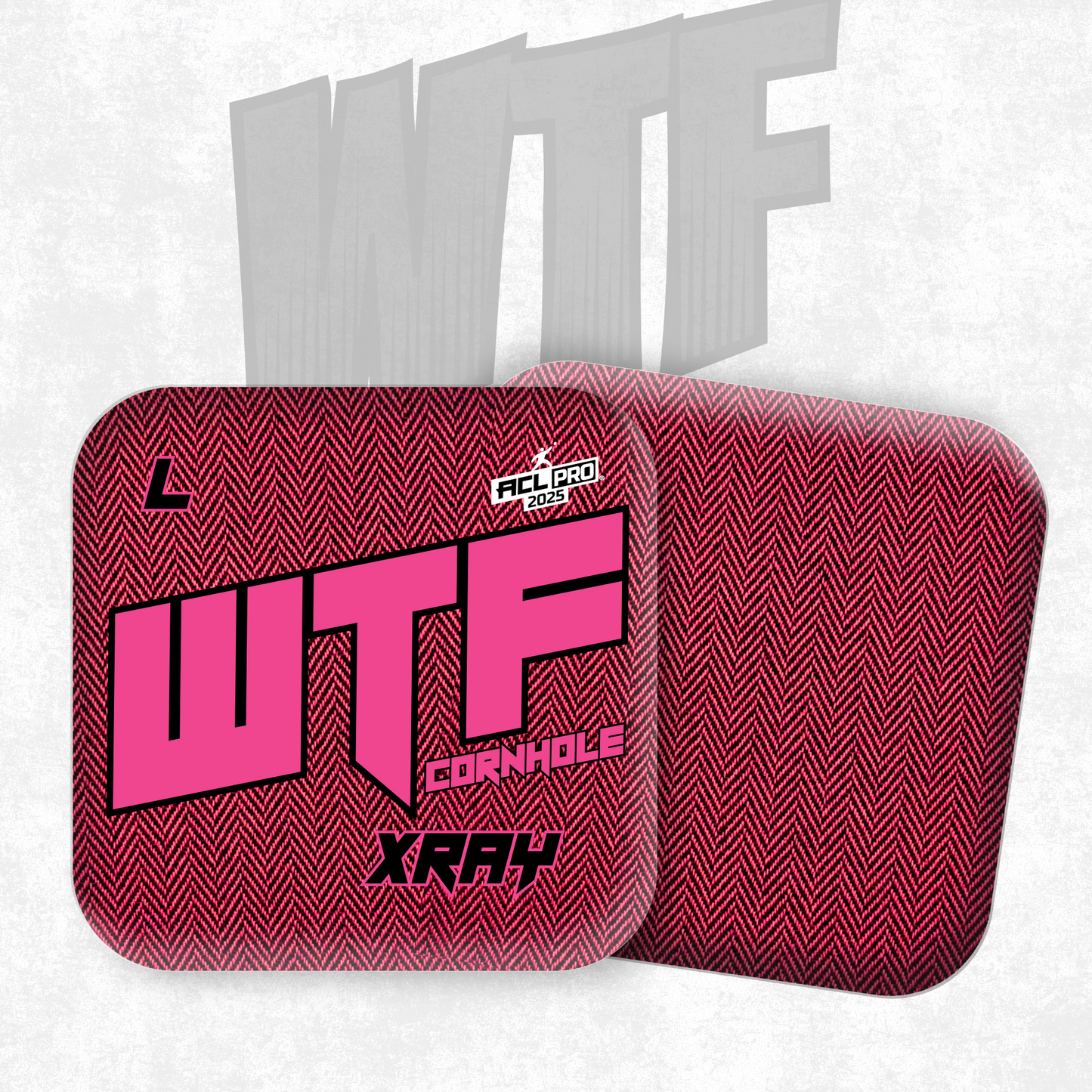 2026 WTF X-RAY Pink/Black carpet - ACL Pro Stamped Cornhole Bags - Set of 4 bags