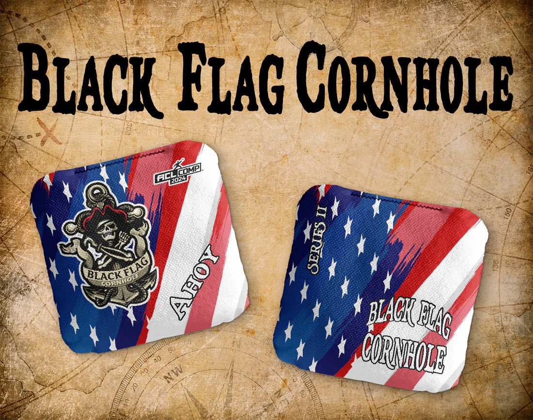 Black Flag Cornhole Bags - American Flag ACL COMP Bags