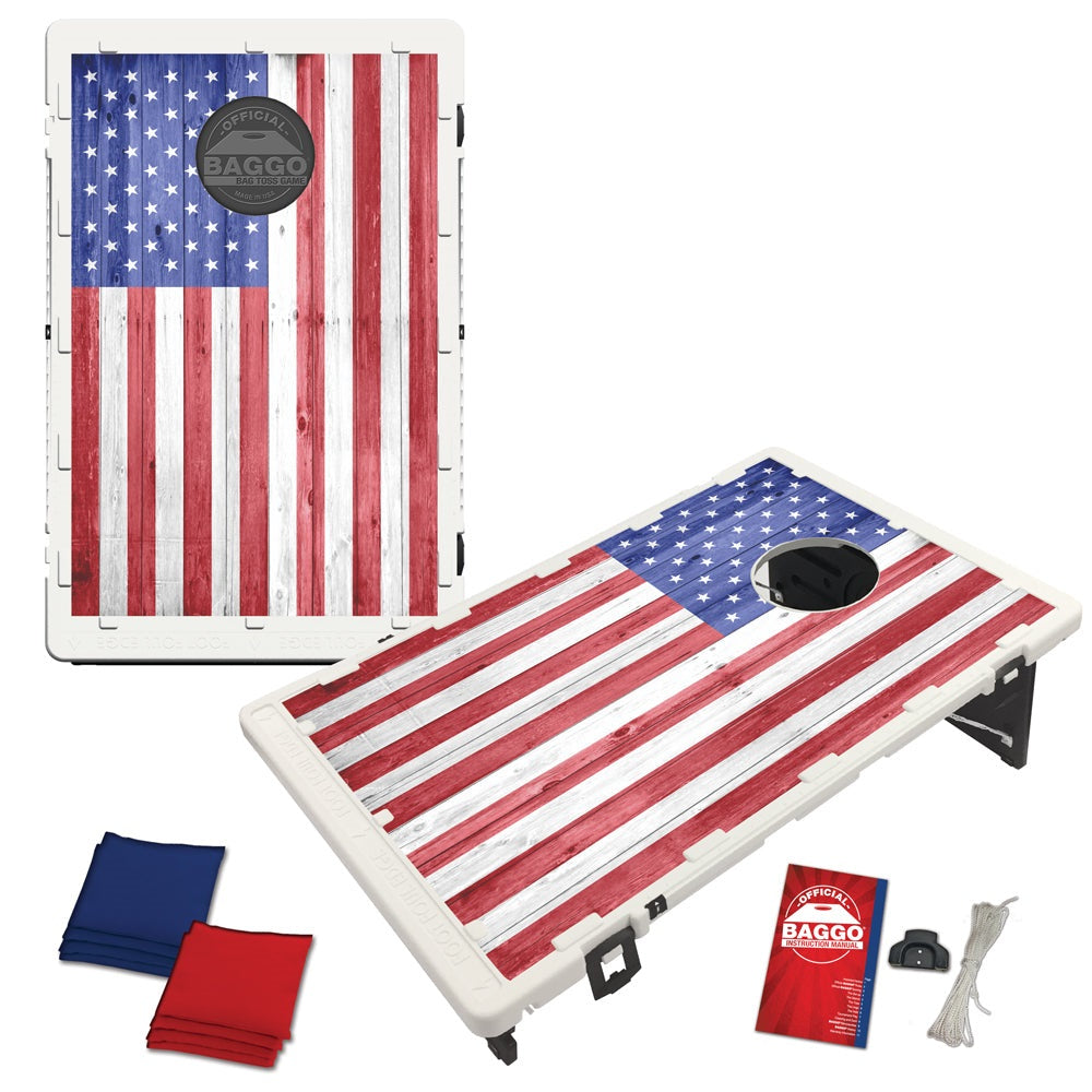 American USA Wood Texture Flag Bag Toss Game by BAGGO