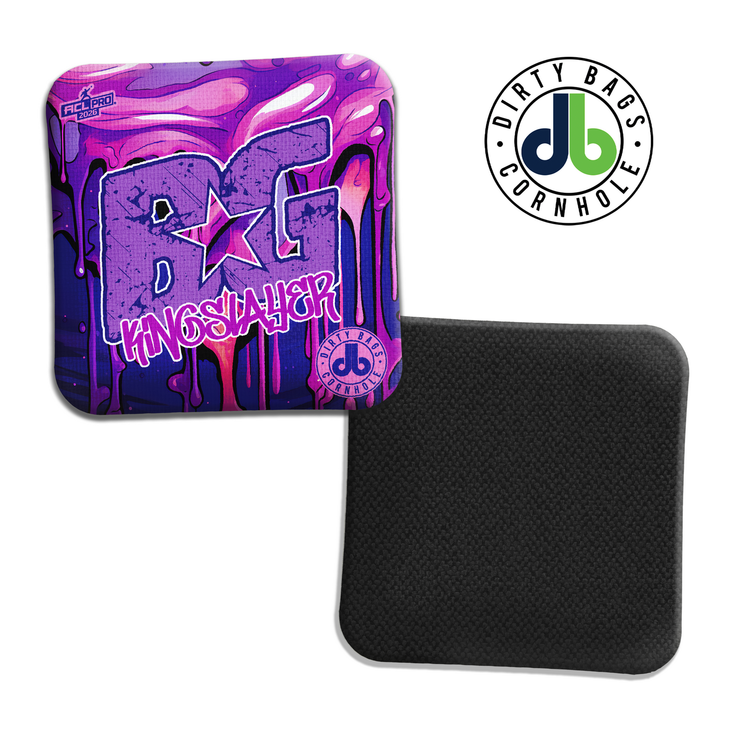 BG Cornhole Bags - Kingslayer - Dripping Graffiti Paint Purple