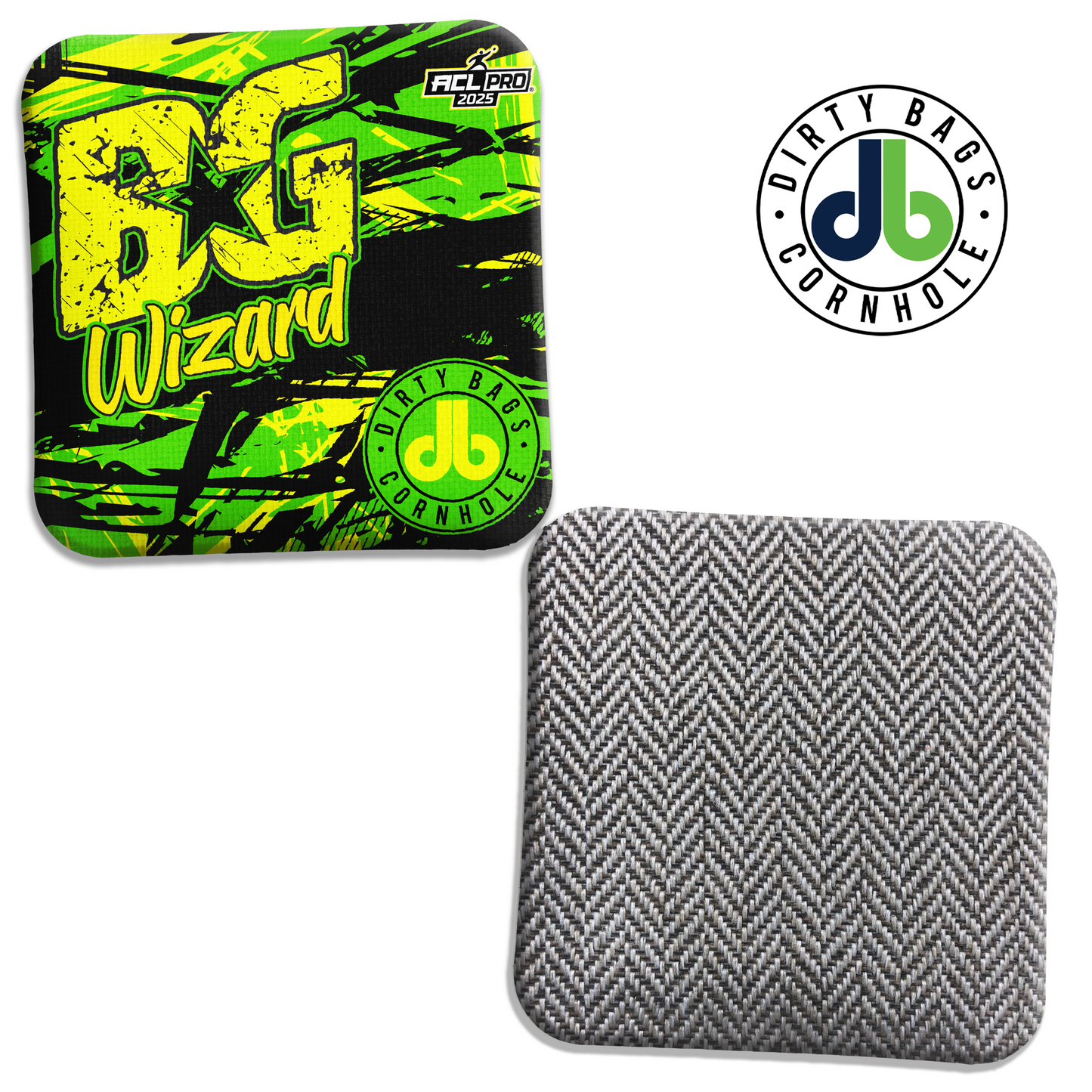 BG Cornhole Bags - Wizard L / Wizard / Sorcerer - Bright Green Grunge