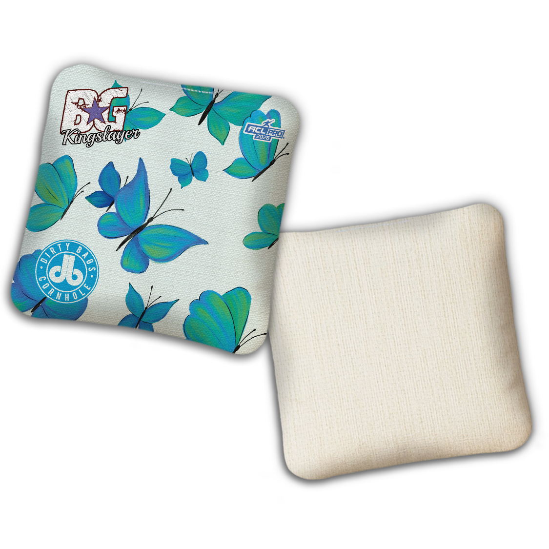 2026 BG Multiple Bag Models - "DB Butterflies” Dirty Bags Collab - ACL Pro Stamped Cornhole Bags - SET OF 4 BAGS