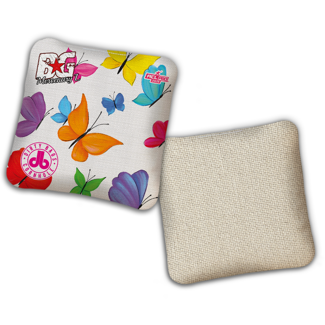 2026 BG Multiple Bag Models - "DB Butterflies” Dirty Bags Collab - ACL Pro Stamped Cornhole Bags - SET OF 4 BAGS