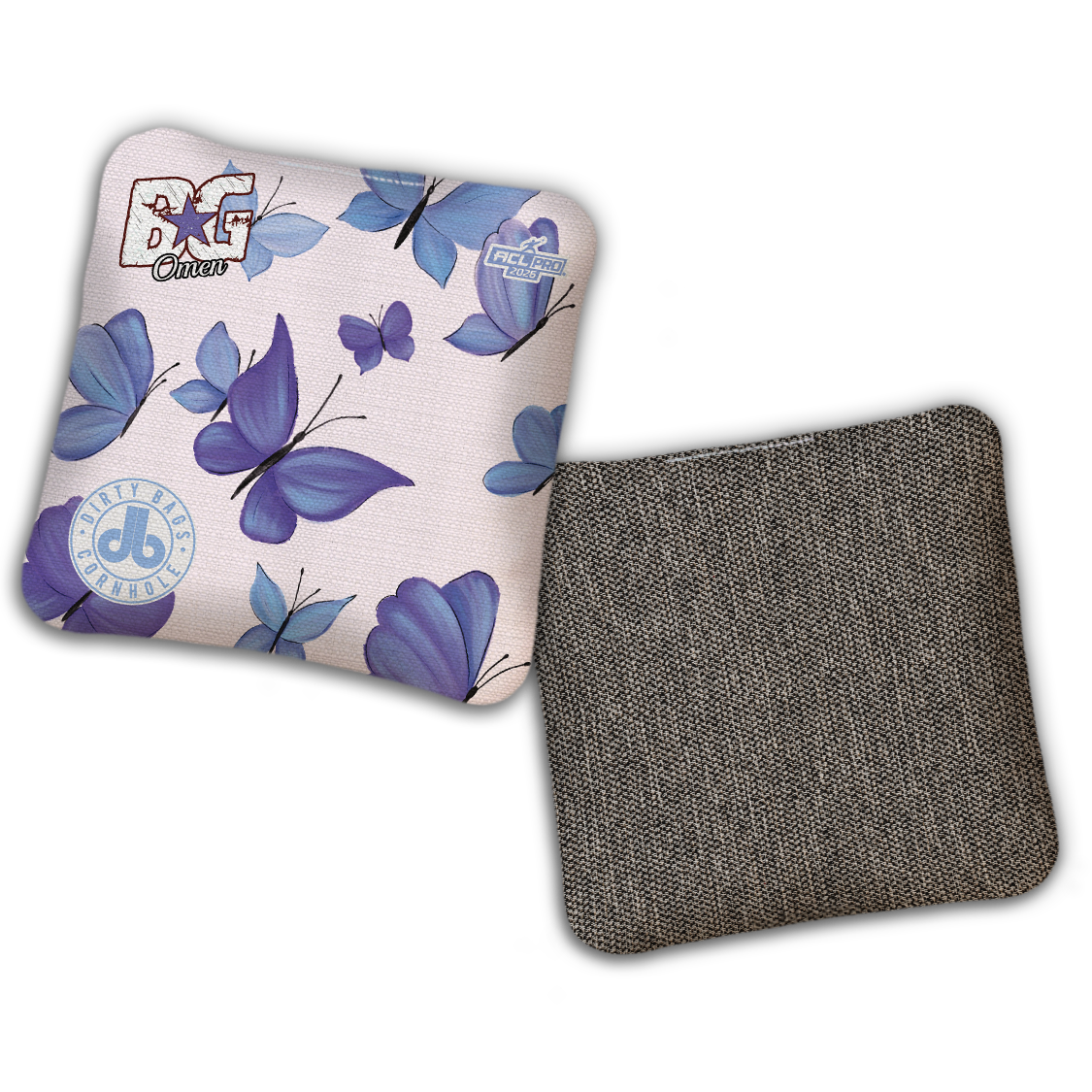 2026 BG Multiple Bag Models - "DB Butterflies” Dirty Bags Collab - ACL Pro Stamped Cornhole Bags - SET OF 4 BAGS