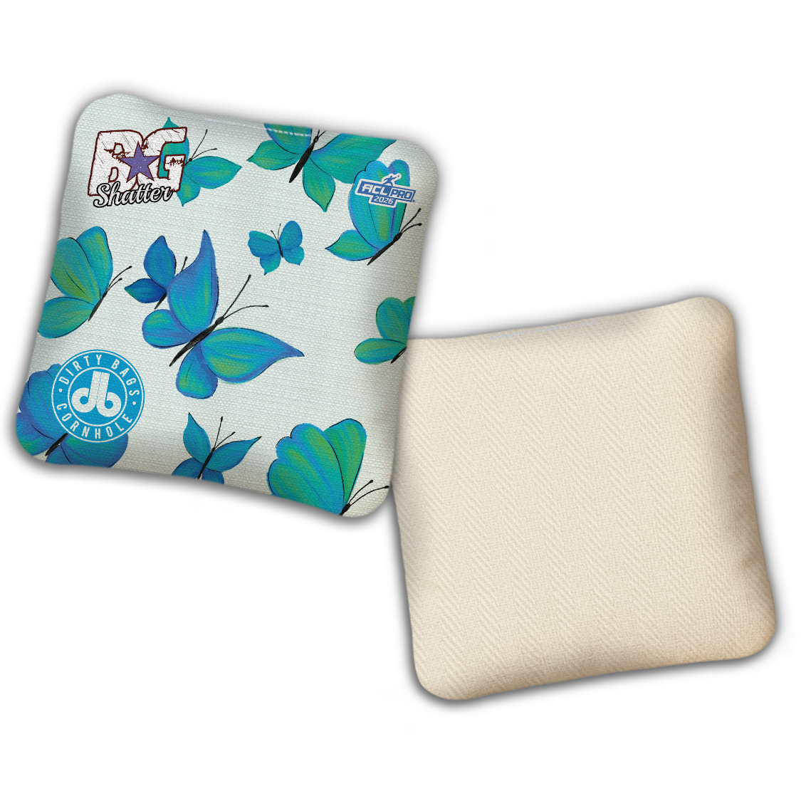 2026 BG Multiple Bag Models - "DB Butterflies” Dirty Bags Collab - ACL Pro Stamped Cornhole Bags - SET OF 4 BAGS