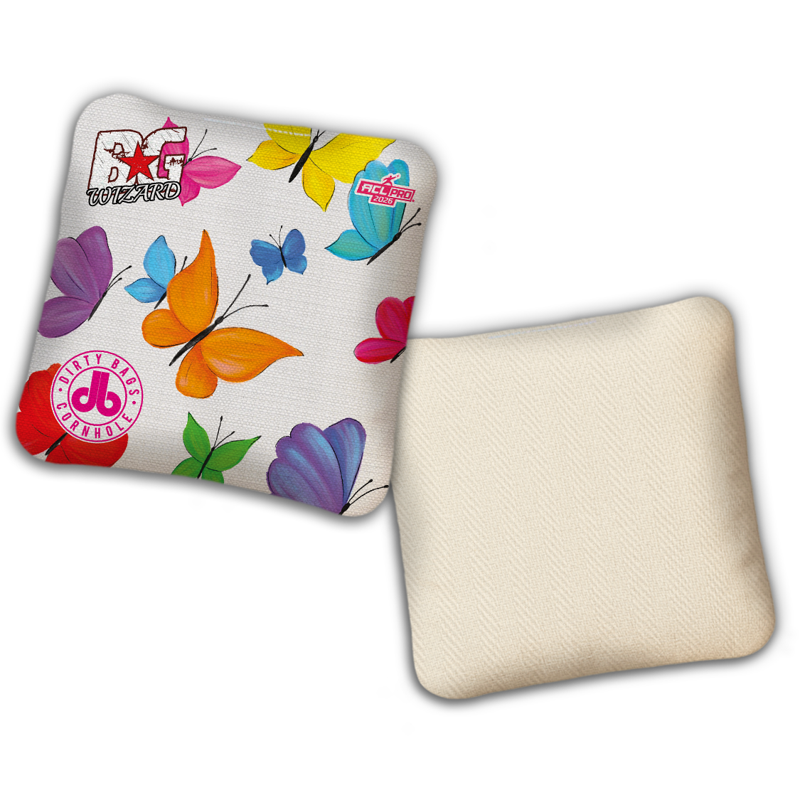 2026 BG Multiple Bag Models - "DB Butterflies” Dirty Bags Collab - ACL Pro Stamped Cornhole Bags - SET OF 4 BAGS
