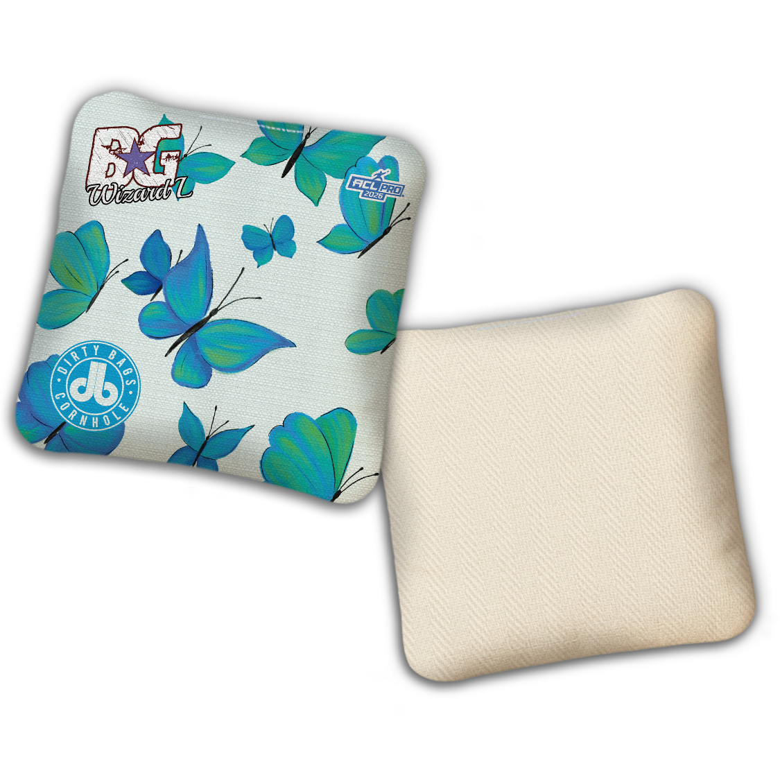 2026 BG Multiple Bag Models - "DB Butterflies” Dirty Bags Collab - ACL Pro Stamped Cornhole Bags - SET OF 4 BAGS
