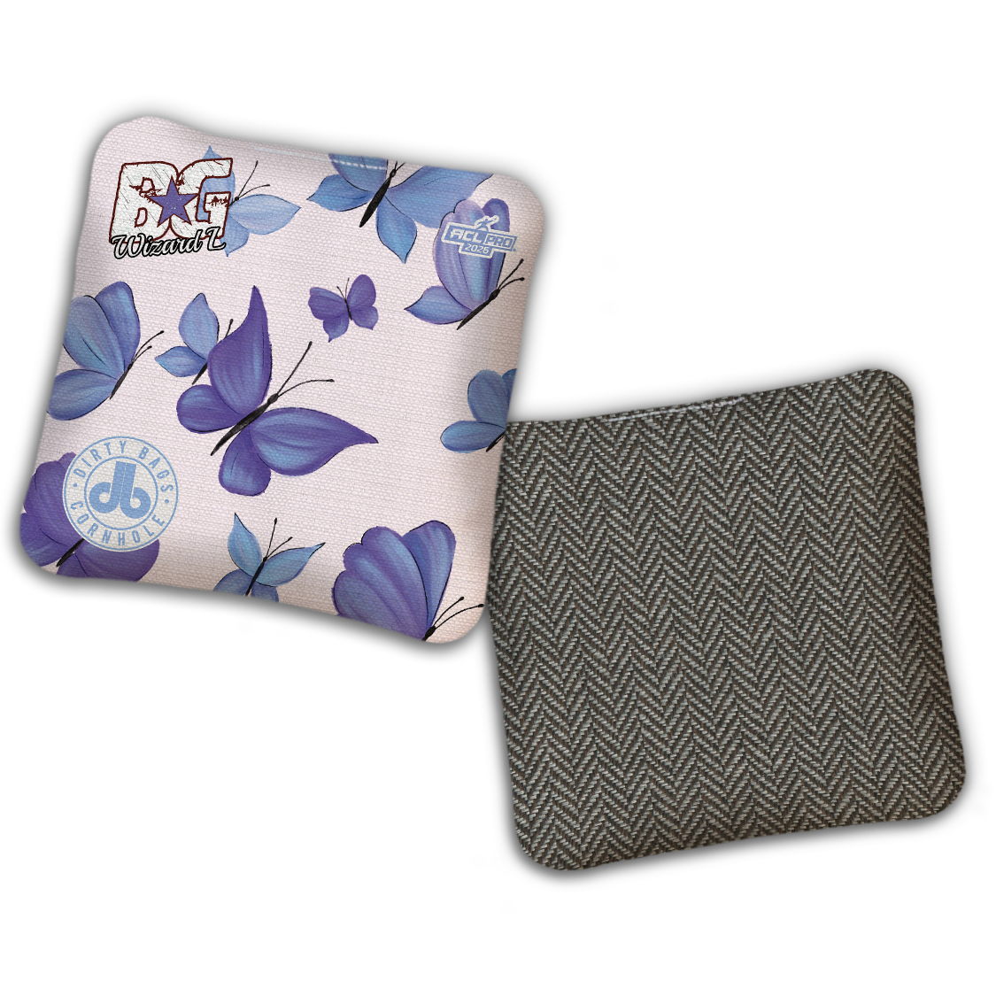 2026 BG Multiple Bag Models - "DB Butterflies” Dirty Bags Collab - ACL Pro Stamped Cornhole Bags - SET OF 4 BAGS