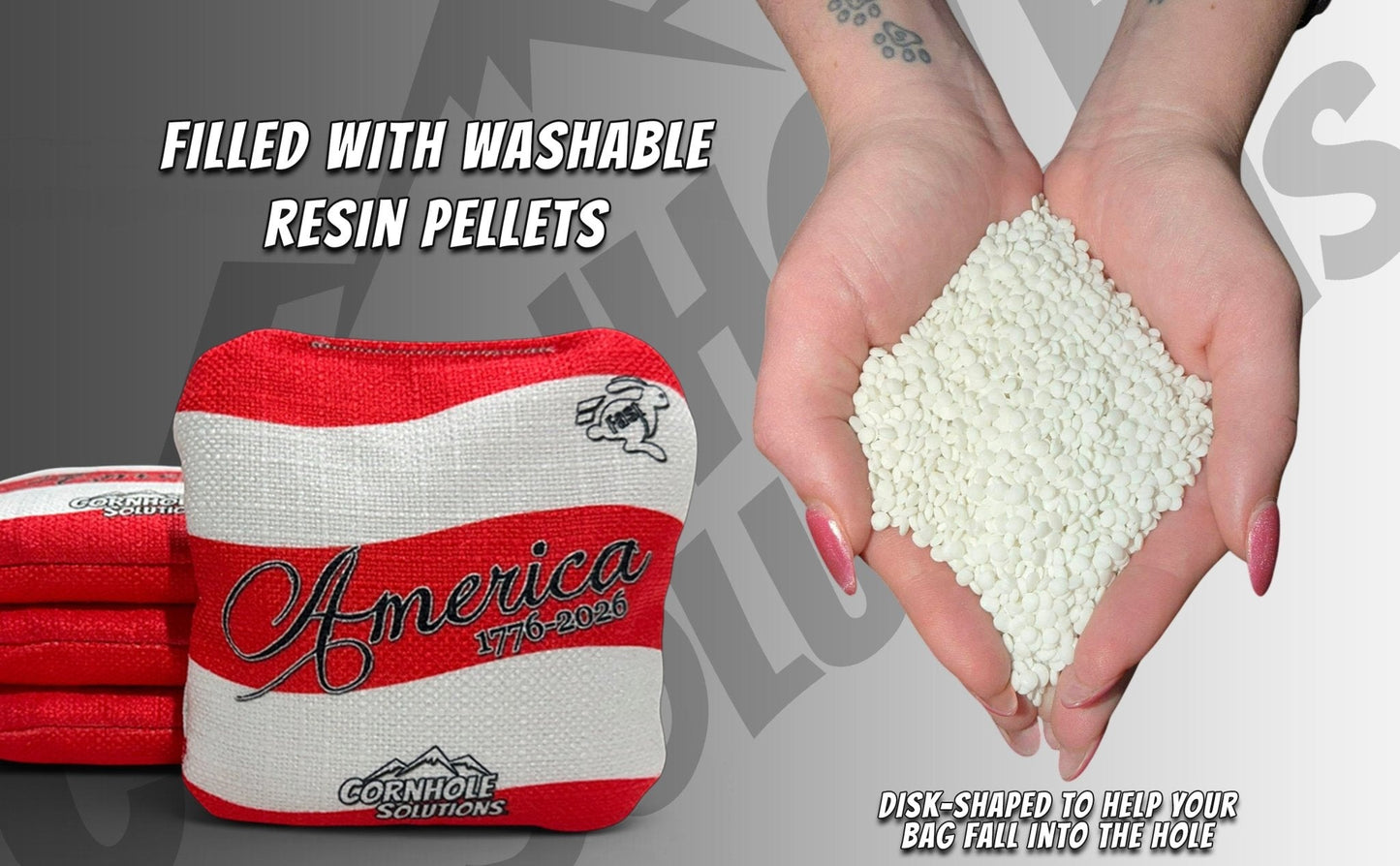 America Stars & Stripes - Pro Style REC Cornhole Bags – Regulation 6"x6" – Full Set of 8