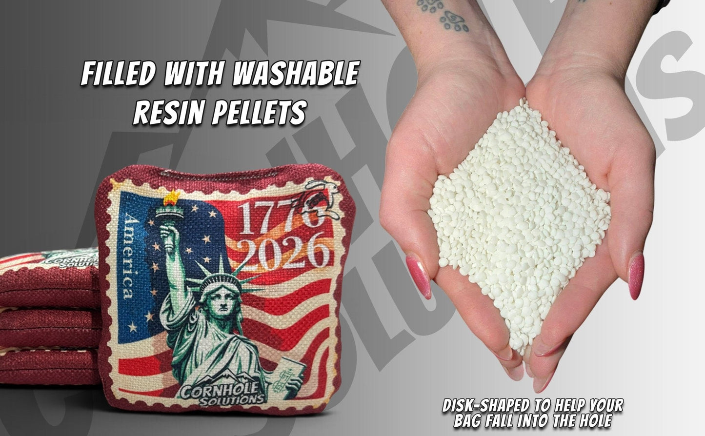 American Stamp Collection - Pro Style REC Cornhole Bags – Regulation 6"x6" – Full Set of 8