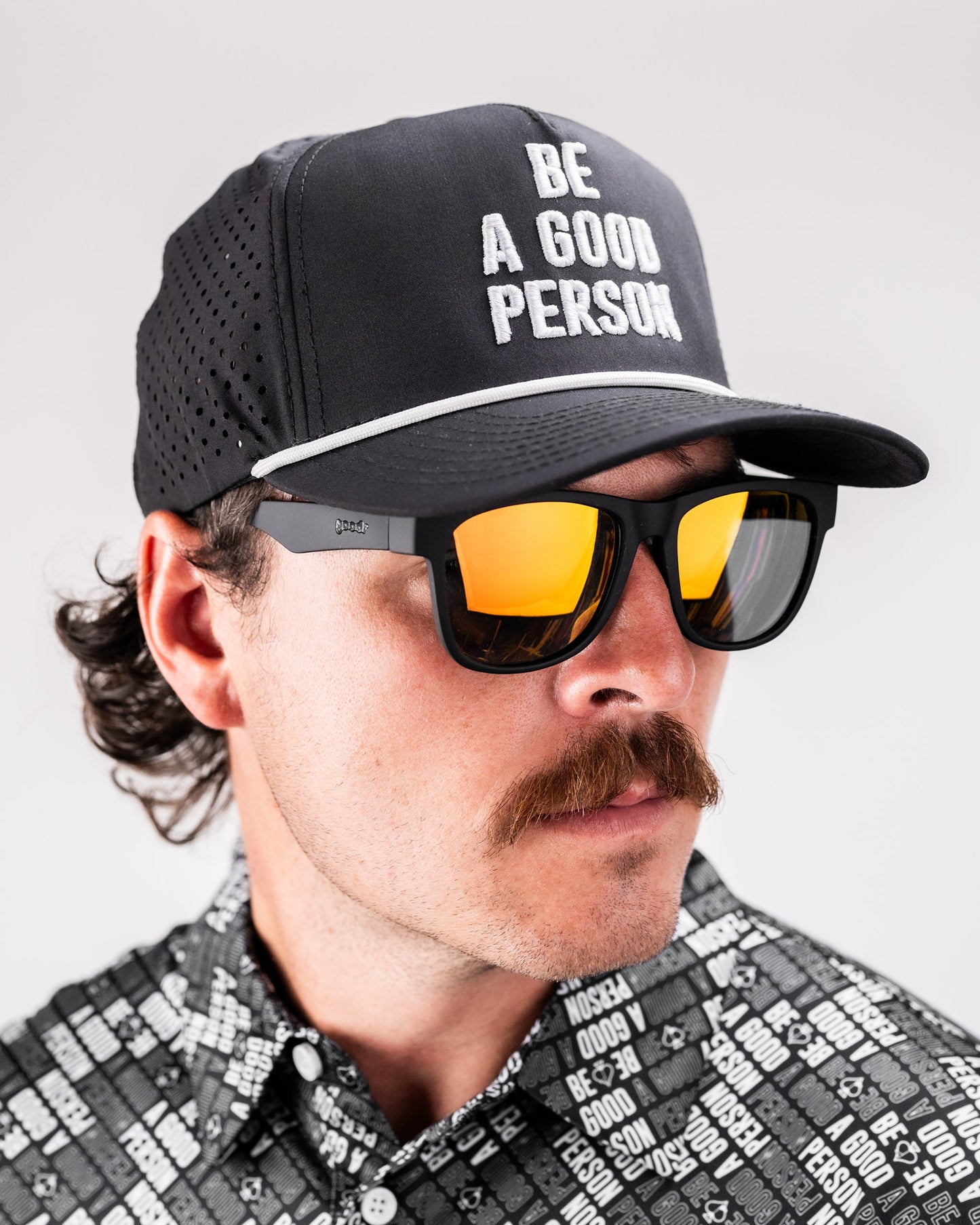 Be A Good Person - Perforated Rope Hat Black