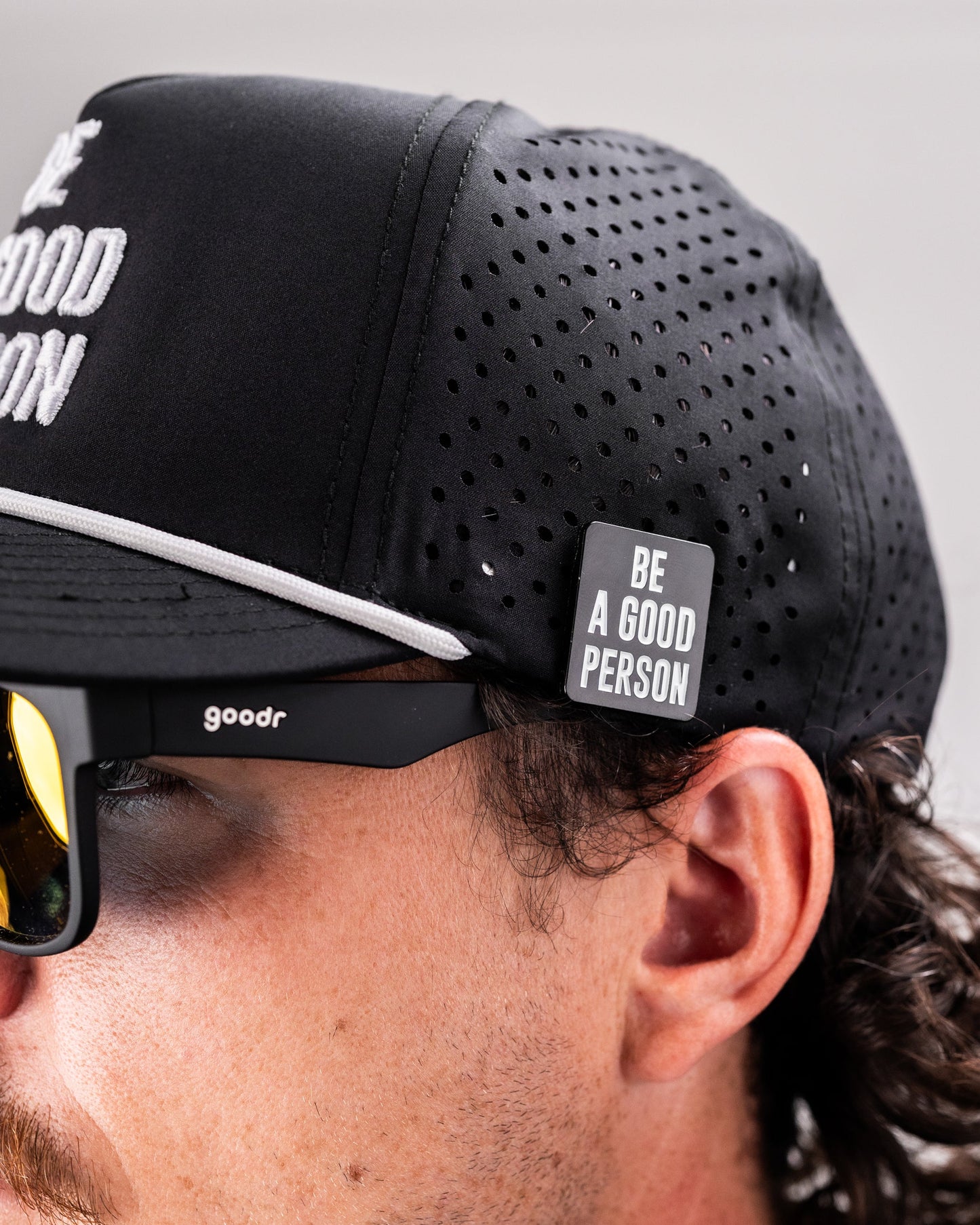 Be A Good Person - Perforated Rope Hat Black