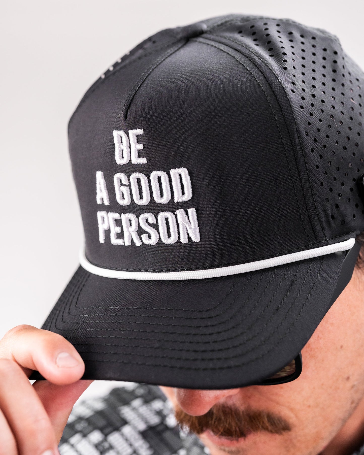 Be A Good Person - Perforated Rope Hat Black
