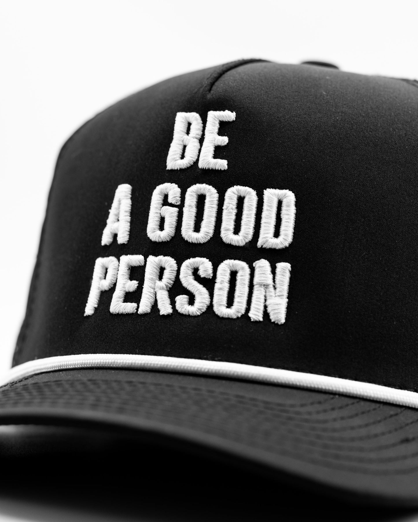 Be A Good Person - Perforated Rope Hat Black