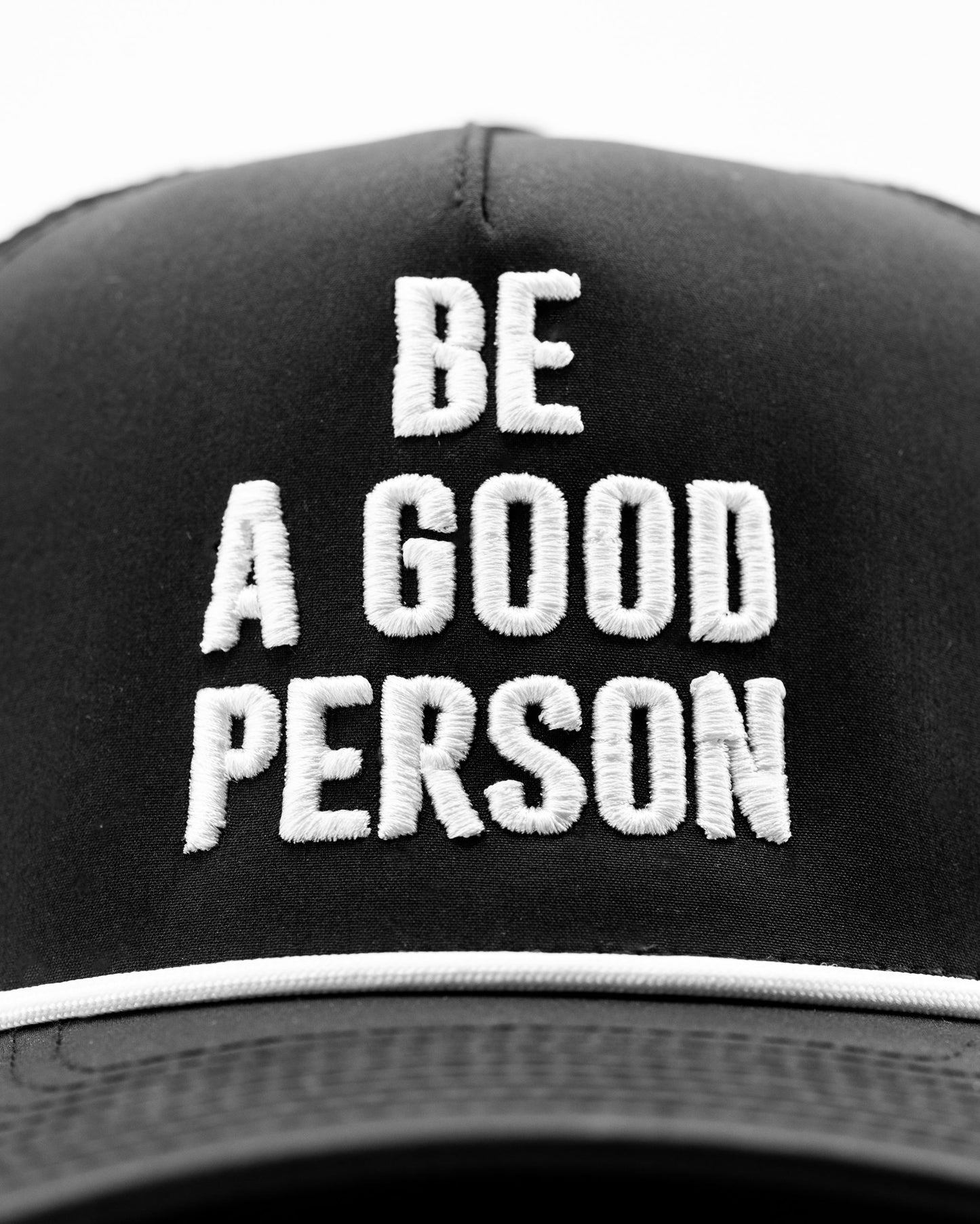 Be A Good Person - Perforated Rope Hat Black