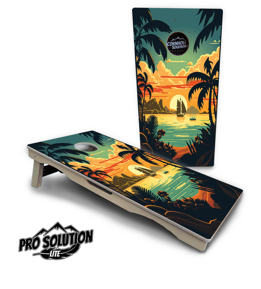 Beach Sunset Cornhole Boards - Pro Solution Lite Series