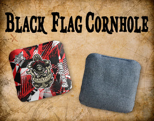 Black Flag Cornhole Bags -  Red Grunge
