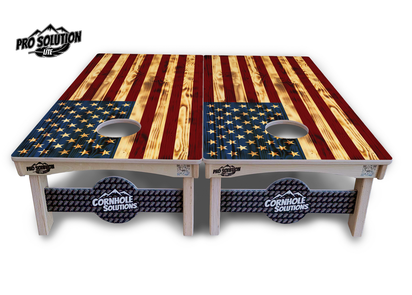 Burnt Color USA Flag Cornhole Boards - Pro Solution Lite Series