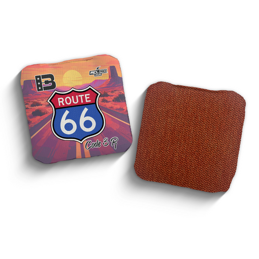 2026 Brotherhood Cornhole Code 3 Route 66 Collaboration ACL Pro Stamped Cornhole Bags