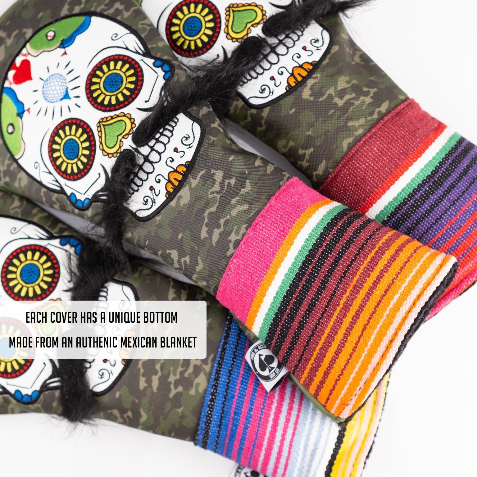 Pins and Aces Mustache Sugar Skull Fairway Cover - Thumbnail 2