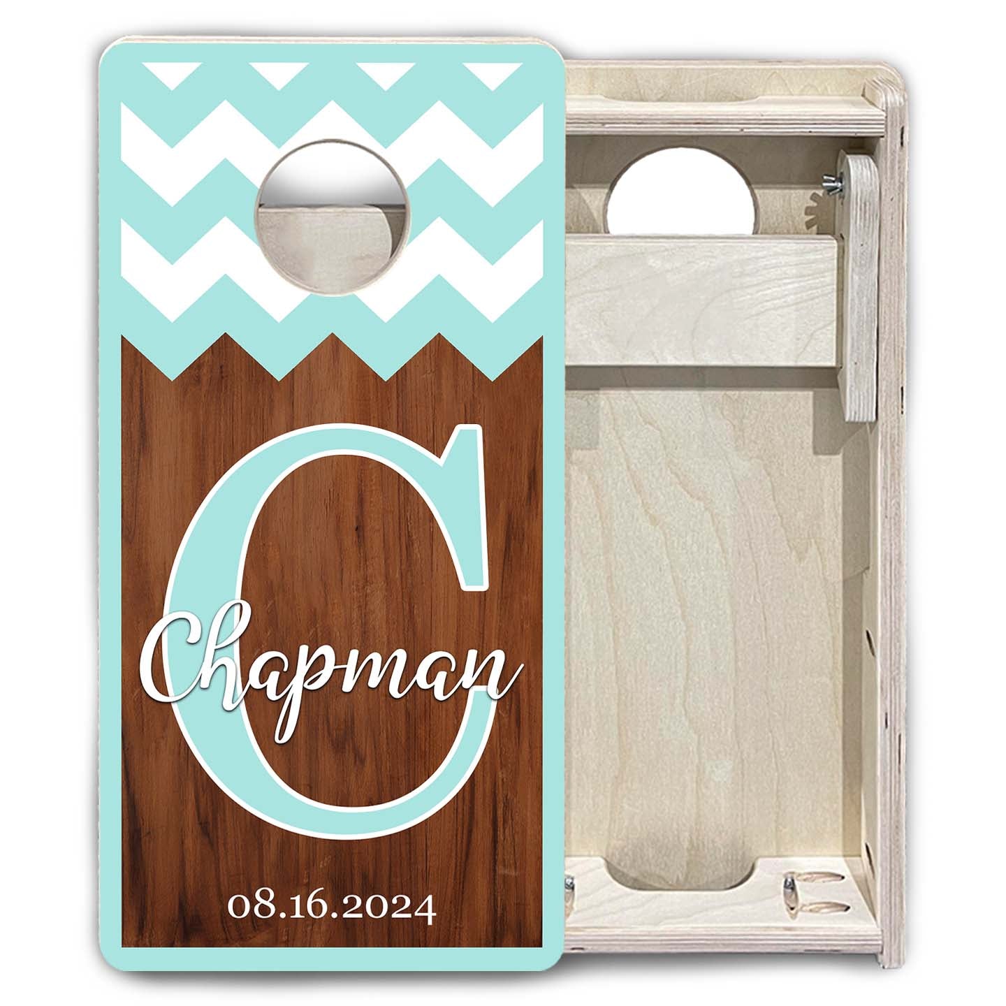 Mini Cornhole Boards - Mint Chevron