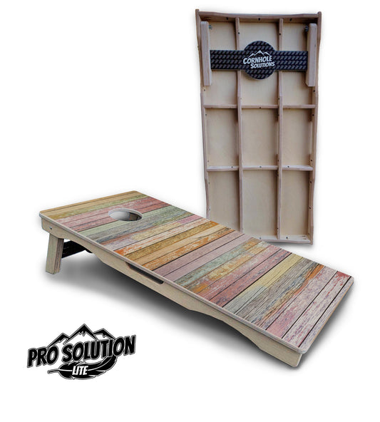 Pastel Color Planks Cornhole Boards - Pro Solution Lite Series