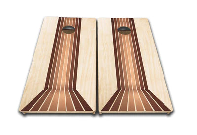 Tournament Quality Cornhole Boards - Retro Wood Lines Design