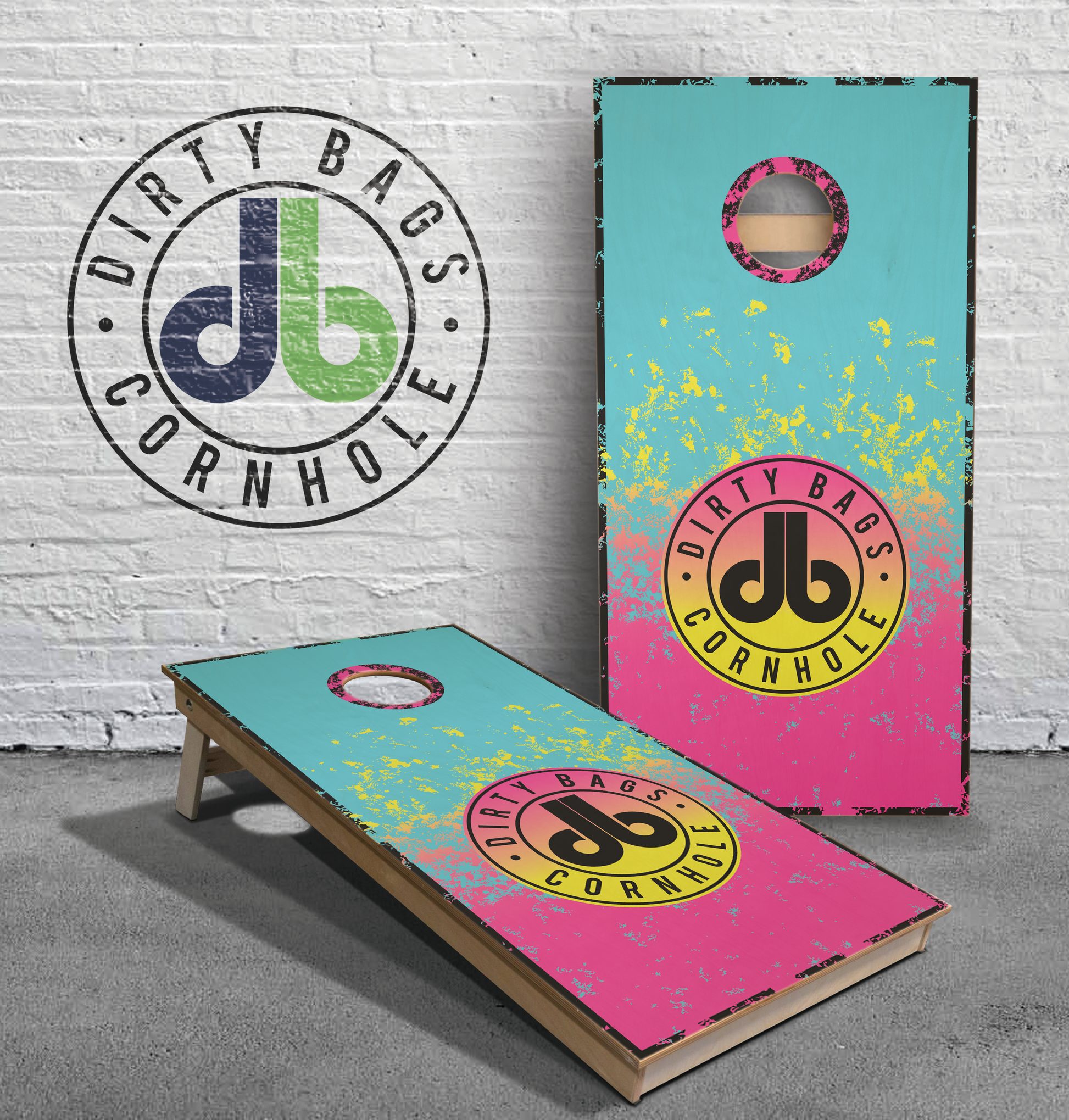 Cornhole Boards - Miami Vice Dirty Bags Edition