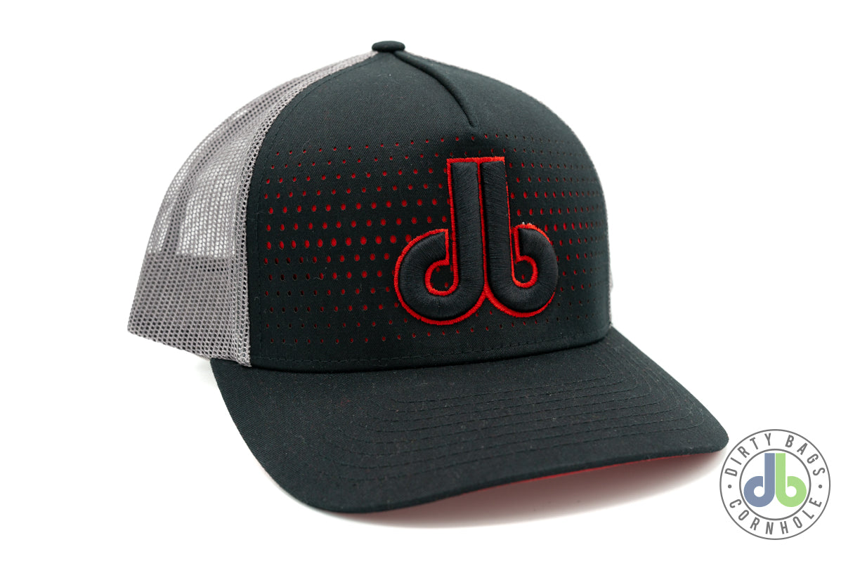 Cornhole Hat - Black and Red Fade