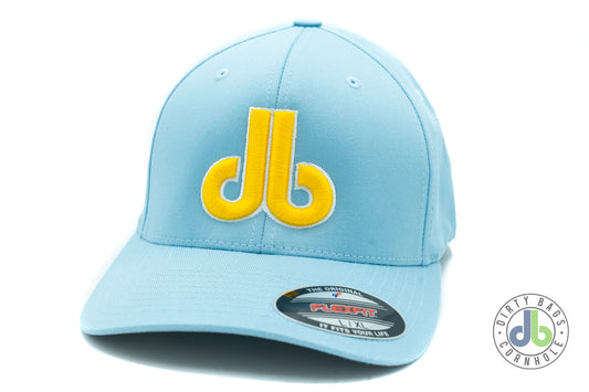 db Cornhole Hat - Light Blue and Gold