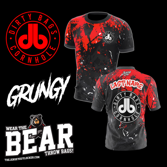 Cornhole Jerseys - Dirty Bags "Grungy" Edition - Red Splatter