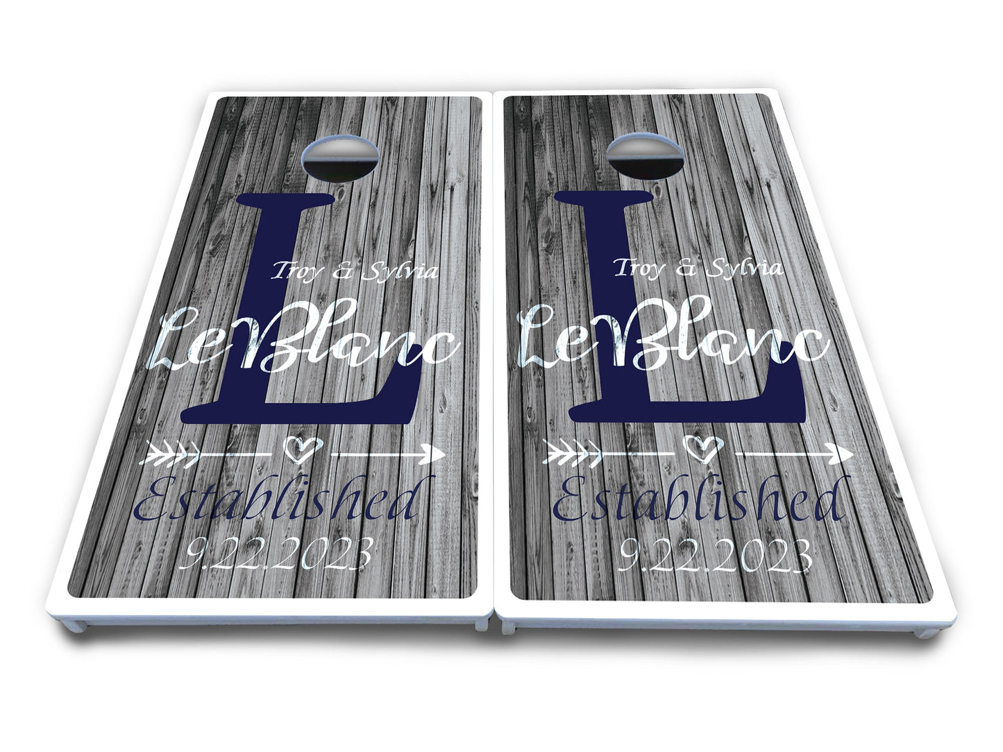 Grey Slat Wood Cornhole Boards - All Weather Series