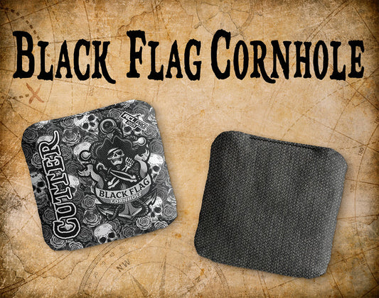 Black Flag Cornhole Bags - Cutter - BW Rose Skull